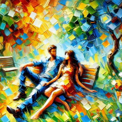 couple love garden oil painting